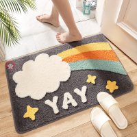 พรม เสื่อ ดูดซึมน้ำ กันลื่น Carpet Floor Mats ? Water-absorbent, Non-slip Thickening Universe Starry Sky Rainbow Bathroom Doorway Home Decoration Living Room Bedroom Door-in Mat