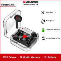 Original Monster XKT01หูฟังไร้สายบลูทูธ5.1หูฟังโปร่งใสหูฟังวินเทจเสียงไฮไฟชุดหูฟังเกมกันน้ำสำหรับ Oppo Vivo Huawei Xiaomi Realme Samsung