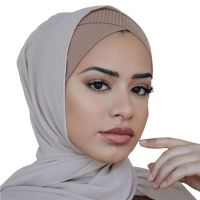 【CC】๑۩  Elastic Rippled Headband Undersacrf Bonnet Forehead Muslim Inner Hijab Cap Headscarf Tube Hat Turbante Mujer