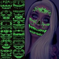 Holiday Tattoo Sticker Funny Halloween Glow-In-The-Dark Waterproof Sweatproof Face Tattoo Stickers