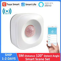 Tuya WIFI PIR Motion Sensor ตรวจจับการเคลื่อนไหวปลุกสมาร์ทชีวิต APP ไร้สายระบบอัตโนมัติบ้านทำงานร่วมกับ Alexa ประจำชุด