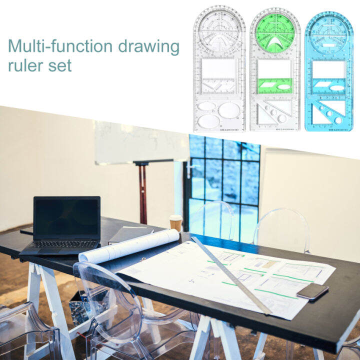 ไม้บรรทัดวาดรูปเรขาคณิต-ruler3pcs-เทมเพลตวาดรูปเรขาคณิตอุปกรณ์วัดพลาสติกร่างภาพสำหรับงาน-diy-การ์ดงานศิลปะการวาดภาพและเครื่องใช้สำนักงานโรงเรียน
