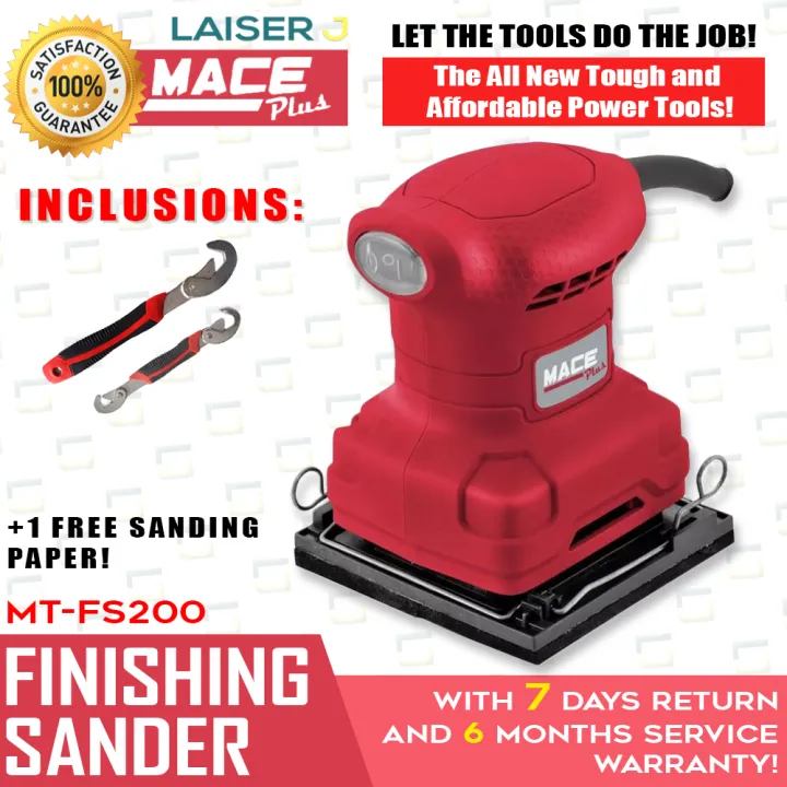Mace Plus Finish Sander 200W MTFS200 +Snap and Grip •100 ORIGINAL