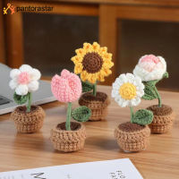 [pantorastar] Knitted Flower Sunflower Tulip Knitting Gift Creative Home Decor Simulation Potted Flowers