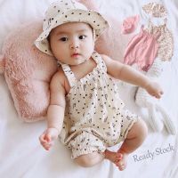 【Ready Stock】 ✚ C22 Romper Hat Baby Girls Boys Summer Romper Clothes Newbron Fashion Vest Sleeveless Jumpsuit Toddle Girls Floral Printed Jumper Onesie