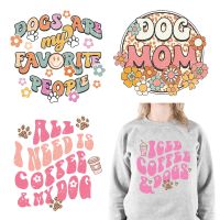 【YF】▩✺◄  Dog Mama Design Printing Floral Mom Iron DTF Transfer Sticker To Press T-shirts