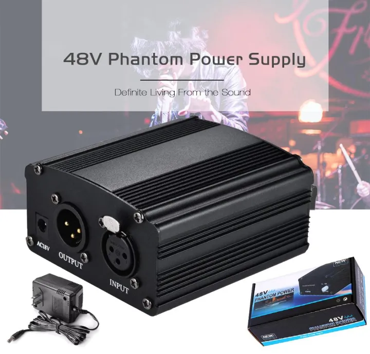 Professional 48V DC Phantom Power Supply For Condenser Mic Vocal