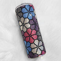 Rhinestone รูปแบบรังผึ้ง Rhinestones ที่มีสีสัน Glitter ถ้วยพร้อมฝาปิด Straw Rhinestone Embellishments ถ้วย Tumbler Cups