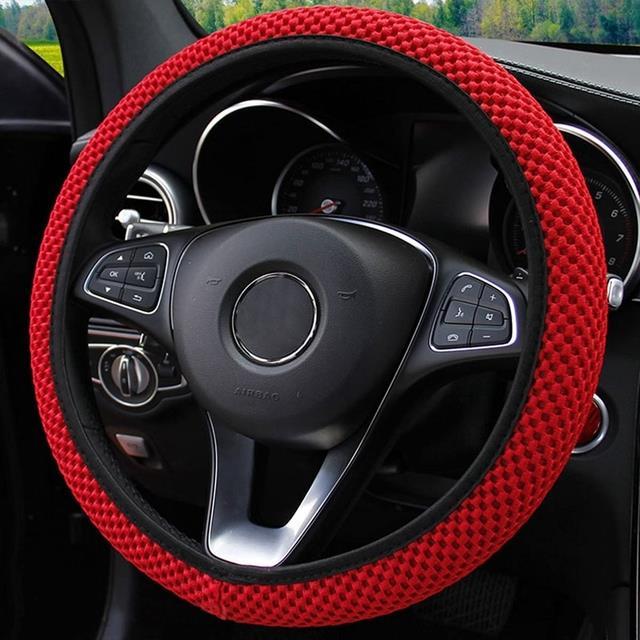 hot-cppppzlqhen-561-ปลอกหุ้มพวงมาลัยรถยนต์-universal-no-fixed-inner-carbon-fiber-texture-anti-skid-ventilation-steering-wheel-cover-ไวน์แดง