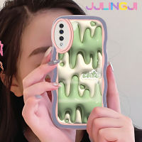 Jlingji เคส A30s A50s ปลอกสำหรับ Samsung กาแลคซีเคสแฟชั่นสีเขียว3D สีครีมดีไซน์ใหม่กรอบกันกระแทกแบบใสนิ่มเคสมือถือโปร่งใสลายกล้องถ่ายรูปเก๋ไก๋เคสป้องกันซิลิกาเจล