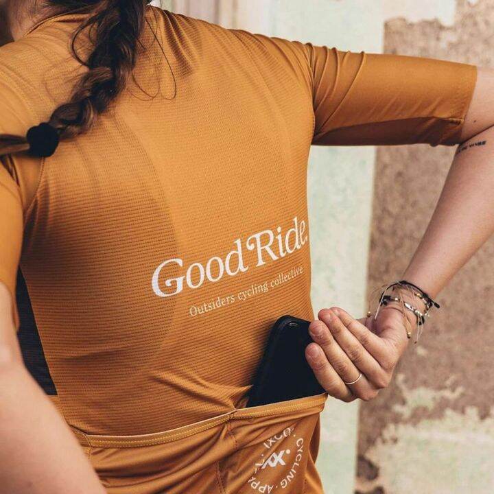 เสื้อเจอร์ซีย์นักปั่น-good-ride-เสื้อแขนสั้นสำหรับผู้หญิง-เสื้อทีมสำหรับใส่แข่งจักรยานเสือหมอบเสื้อปั่นจักรยาน