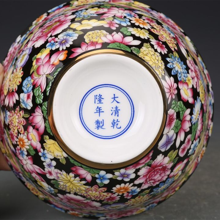 คอลเลกชันเครื่องลายครามเครื่องแอนทีค-jingdezhen-ชามดอกไม้มีสีสันเครื่องลายครามชิงเชียนหลง-guanpai4สะสม