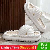 2023 Winter Solid Linen Slippers 36-45size Women Home Slippers Household Cotton Non Slip Thick Mute Shoes Couple Indoor Slipper