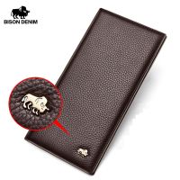【Layor shop】 BISON DENIM Cowskin Long Purse For Men Wallet Business Men 39; S Thin Soft Genuine Leather Wallet Card Holder Coin Purse N4470 Amp; N4391