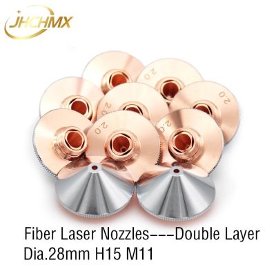 JHCHMX Laser Nozzles Dia.28mm H15 M11 Double Layer Caliber 0.8-4.0mm for Precitec P0591-571-0001 WSX Hans Factory Wholesale