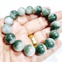 (JB22) สร้อยข้อมือ ปะคำหยก พม่าแท้ Jadeite Type A  ขนาด Size 13 mm. ยาว 18 cm.