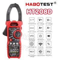 HABOTEST HT208D แคลมป์มิเตอร์ดิจิตอล Digital Clamp Meter เครื่องวัดแรงดันไฟฟ้า AC / DC วัดกระเเส(A)ได้ทั้งAC(1000A) DC(1000A)