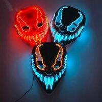 มาใหม่ล่าสุดหน้ากากฮาโลวีนสยองขวัญ Venom LED หน้ากากส่องสว่างชุดคอสเพลย์ผู้หญิงแต่งหน้าพรหมปาร์ตี้