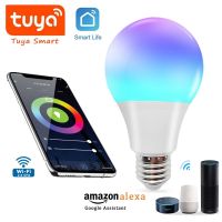 {ItalyNest shop}Adodo Tuya ไร้สายไฟอัจฉริยะโคมไฟหรี่หลอด LED RGB 12W 15W หลากสีหรี่แสงได้กับ Amazon Alexa Google Assistant สำหรับ HomePartyStage