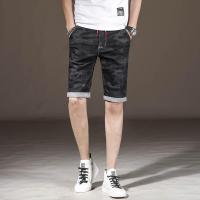 Black Mens Camouflage Shorts Jeans Elastic WaistTH