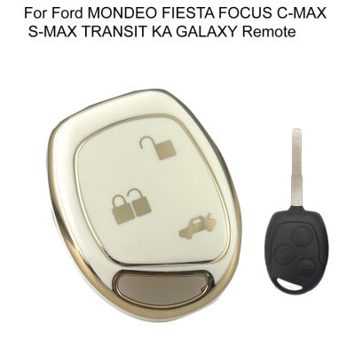 เคส TPU ที่วางรีโมท3ปุ่ม,ฝาครอบสำหรับ Ford โฟกัส MONDEO FIESTA C-MAX S-MAX