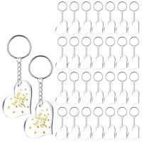 30 Blanks Clear Acrylic Blanks Heart Shape Plain Acrylic and 30 Pieces Key Chain Metal Key Rings for DIY Projects Crafts