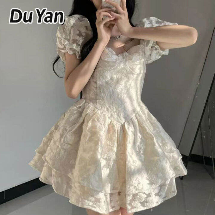 Du Yan ชุดสำหรับตุ๊กตาแขนพองสไตล์หวานน่ารักชุดเจ้าหญิงคอกลมเหลี่ยมย้อน