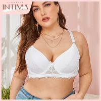 INTIMA เสื้อชั้นในขนาดพิเศษสำหรับผู้หญิงบราลูกไม้เซ็กซี่สีพื้นหลังสวยกางเกงในดันดันทรง