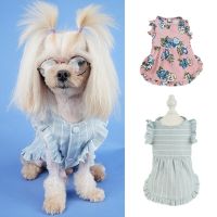 Stylish Buttons Design Dog Clothing Multicolor Ruffle Sleeves Floral Summer Princess Dog Cat Dress Pet Apparel Puppy Skirt Dresses