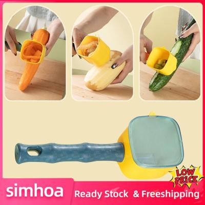 Simhoa เครื่องปอกมันฝรั่งเครื่องมือการปอกเปลือกผักพร้อมภาชนะสำหรับหั่นลูกแพร์ผัก