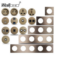 Wallpad L6 EU French Wall Socket USB Charger RJ45 CAT6 HDMI-compatible Audio Modules Brown Brushed Aluminium Panel DIY-Cgefeng