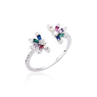 [COD] cross-border new daisy lucky flower multicolored zircon ring opening adjustable light luxury womens temperament