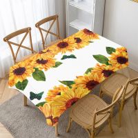 Morris8 2023 Modern Sunflower Printing Tablecloth Dust Proof Rectangular Table Covers Home Dining Tea Decoration