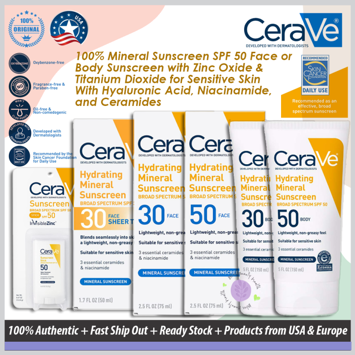 (No COD Service) CeraVe Mineral Sunscreen Stick for Kids & Adults | 100 ...