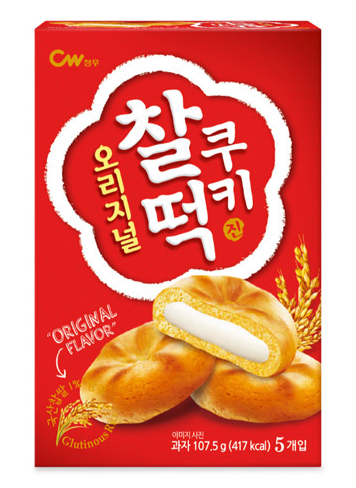 คุ้กกี้เกาหลี-แบ่งขาย-no-box-รสต้นตำหรับสอดไส้ต๊อกป๊อกกิ-original-glutinous-rice-cake-cookie-cw-brand-ขนมเกาหลี