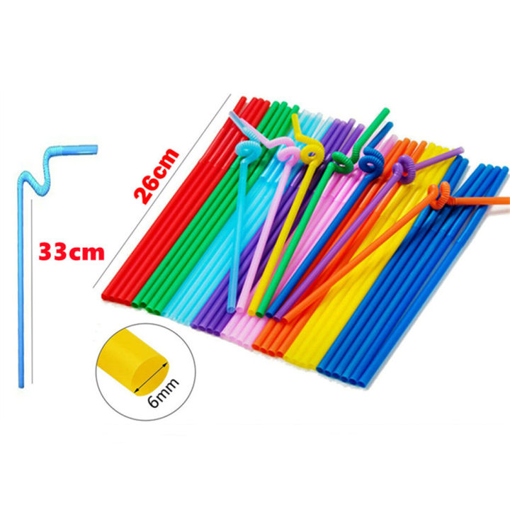 100pcs-drinking-birthday-straw-wedding-bendy-neon-flexible-coloured