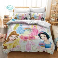 Disney Princess Pink Duvet Cover Set 3pc for Kids Bed Single Size Bedding Twin Coverlet Queen Bedroom Decor Girls Room Gift