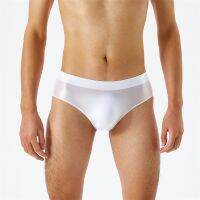 【CW】 Men Underpants Silk Slippery Elastic Brief oily Leisure shinny ventilation underwear