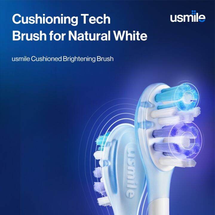 usmile-cushioned-brightening-electric-toothbrush-heads-replacement-clean-natural-white-with-travel-cover-for-all-models-2-pcs