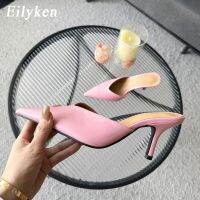 tfu336336 ขายดีที่สุด - / Eilyken 2023ฤดูใบไม้ผลิผู้หญิง Slip On Mules รองเท้าส้นสูงผู้หญิงปลายแหลมรองเท้าแตะ Gaun Modis รองเท้าแตะ