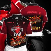 2023 NEW Style Mens short-sleeved T-shirt Harajuku fashion 3D digital printing Ducati motorcycle logo POLO shirt high quality punk sportswear，Can be customization