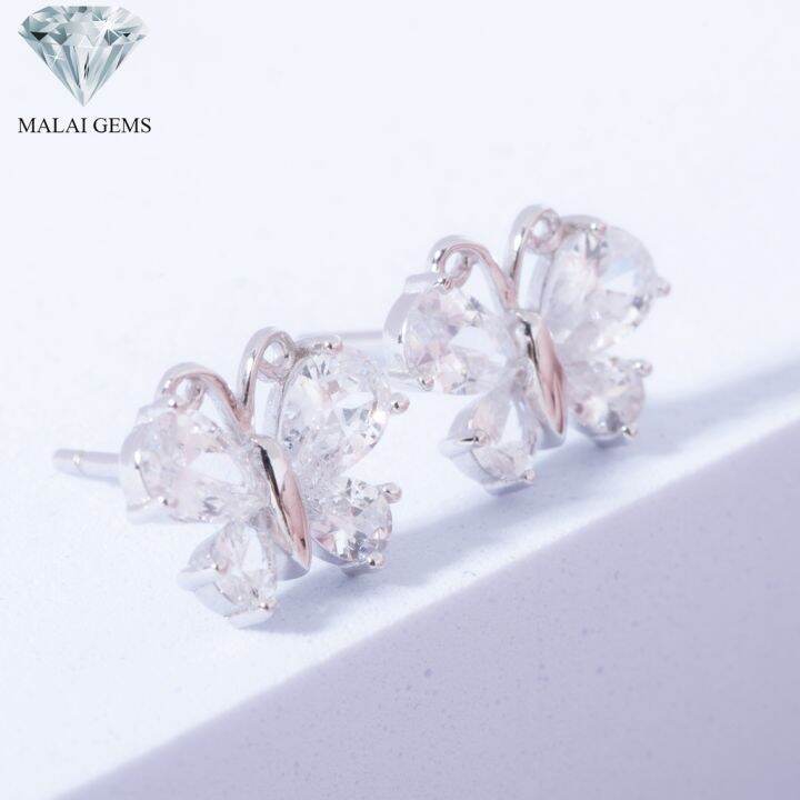 malai-gems-ต่างหูเพชร-เงินแท้-silver-925-เพชรสวิส-cz-เคลือบทองคำขาว-รุ่น-155-e016-98-แถมกล่อง-ต่างหูcz-ต่างหูเงินแท้