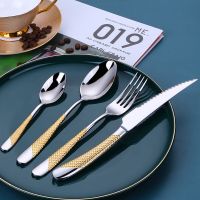 16/20/24/28Pcs Cutlery Set Stainless Steel Western Tableware Luxury Dinner Set Gold Knife Fork Mirror Sliverware Dishwasher Safe