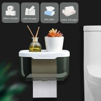 Wall Mount Bathroom Tissue Box Punch-Free Phone Rack Case Toilet Paper Holder Waterproof Shelf Organizer Paper Towel Holder