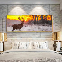 Sunset Landscape Wall Art Posters And Prints Deer in the Forest Canvas Paintings On The Wall Decorative Pictures For Living Room