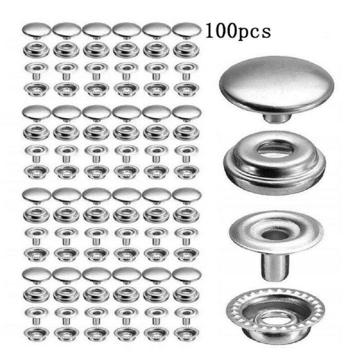 PEXELS 100x 15mm Stainless Steel Snap Fastener Press Stud Button Kit
