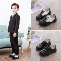 Giày Leater Trẻ Em Thời Trang Cho Học Sinh Giày Váy Màu Đen Cho Bé Trai Giày Biểu Diễn Trang Trọng Cho Thanh Thiếu Niên Xuân Thu