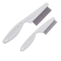 Dog Cat Flea Comb White Blue Pet Removal Massage Comb Wool Grooming Accessories Stainless Steel Pin Pet Hair Cleaning Tool Brushes  Combs