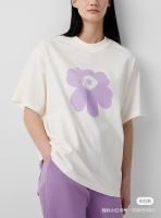 Marimekko Kioski เสื้อยืดแขนสั้นผ้าฝ้าย Unikko ดอกไม้สีม่วง