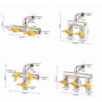 ก๊าซธรรมชาติวาล์วสามทางที่มีสวิทช์ท่อก๊าซมุมวาล์วก๊อกน้ำสี่ทางแยกน้ำ